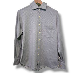 Peter Millar Button Up Shirt Mens Medium Grey Long-sleeve cotton